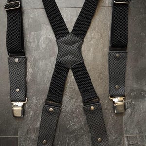 Leather Suspenders. Braces - black. Perforated leather. Handmade. Fits all sizes M.....5XL.