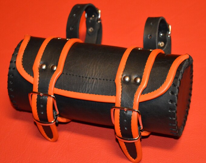 Motorcycle Fork Bag. Thick Leather3,8mm. Lenght25cm,diameter11cm.handmade. Etsy