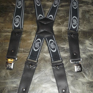 Leather Suspenders. Braces - black. Perforated leather. Handmade. Fits all sizes M-XXXXL.