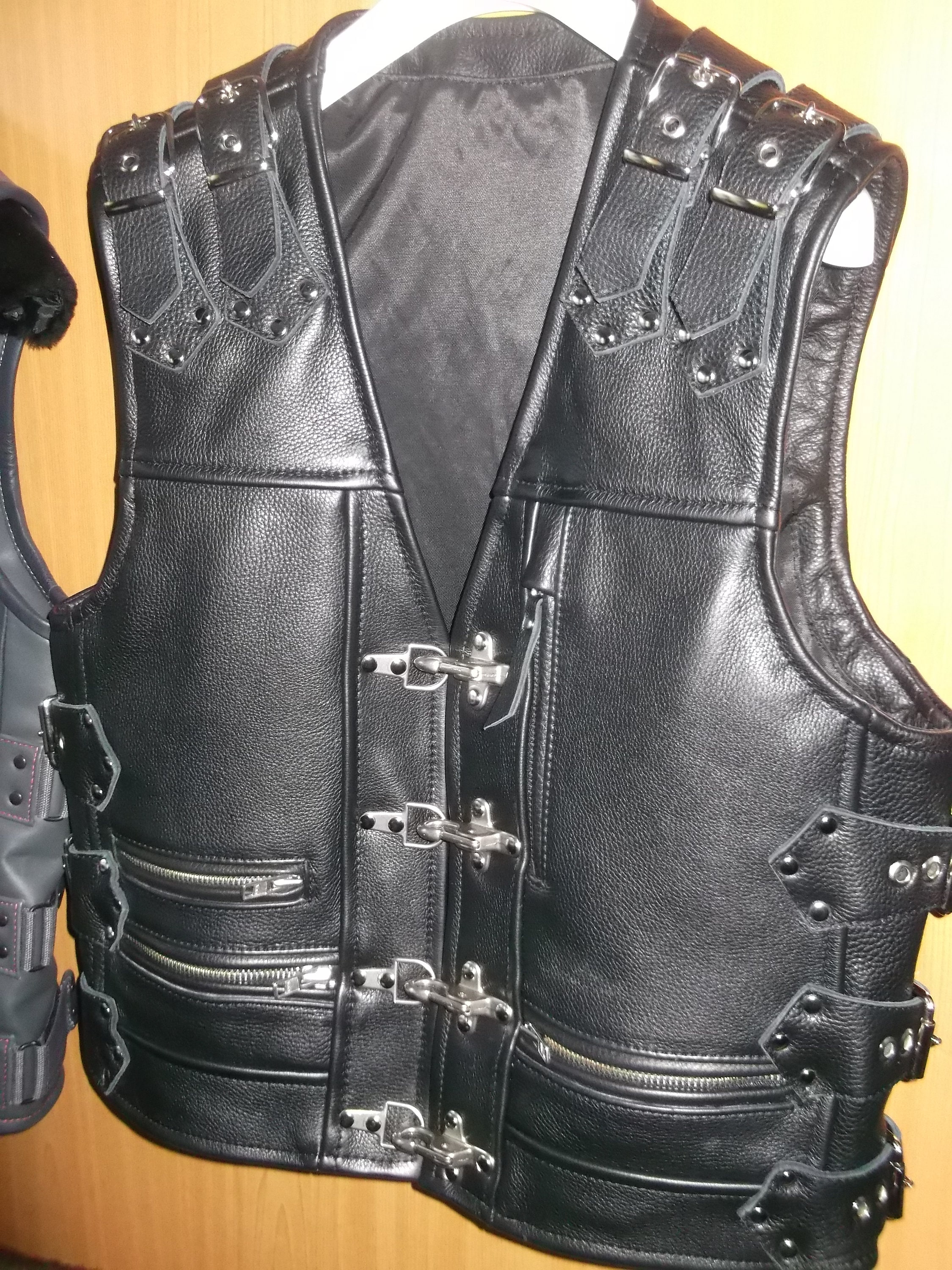 Biker Vest. Genuine Leather Black.thick Leather Etsy
