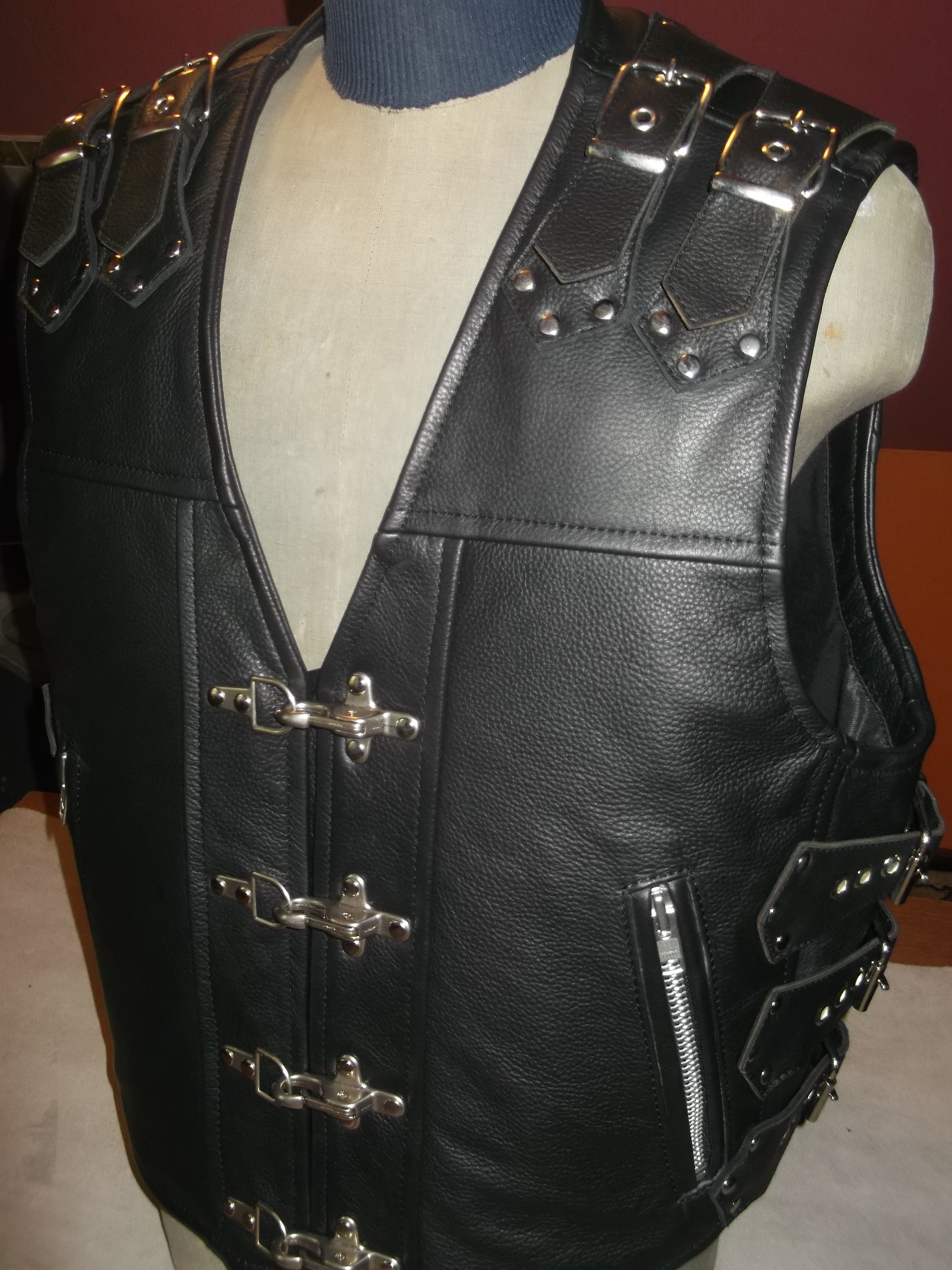 Leather vest. Biker vest motorcycle vest genuine leather | Etsy