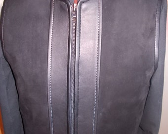 Biker vest.Patch vest.High-quality suede leather - black: 1.6 mm. Sheepskin black finish. Handmade.