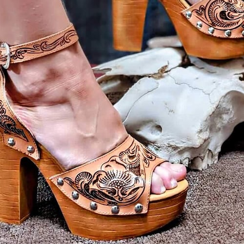 Tooled Leather High Heels. Launching 