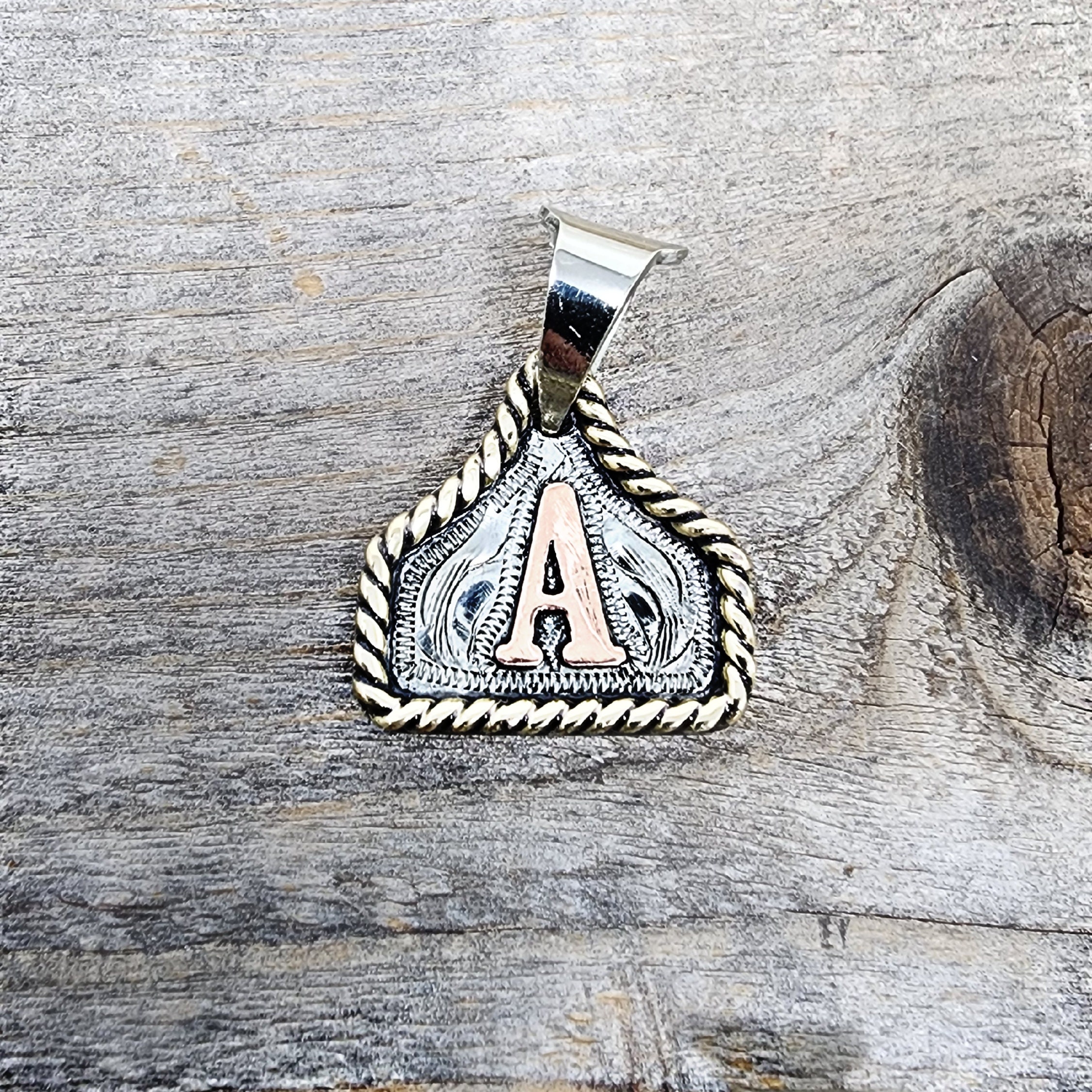 Cow Tag Necklace Handmade Personalized Initial Necklace, Handcrafted. Small Model.  Comes with a 23" Stainless Steel Chain.