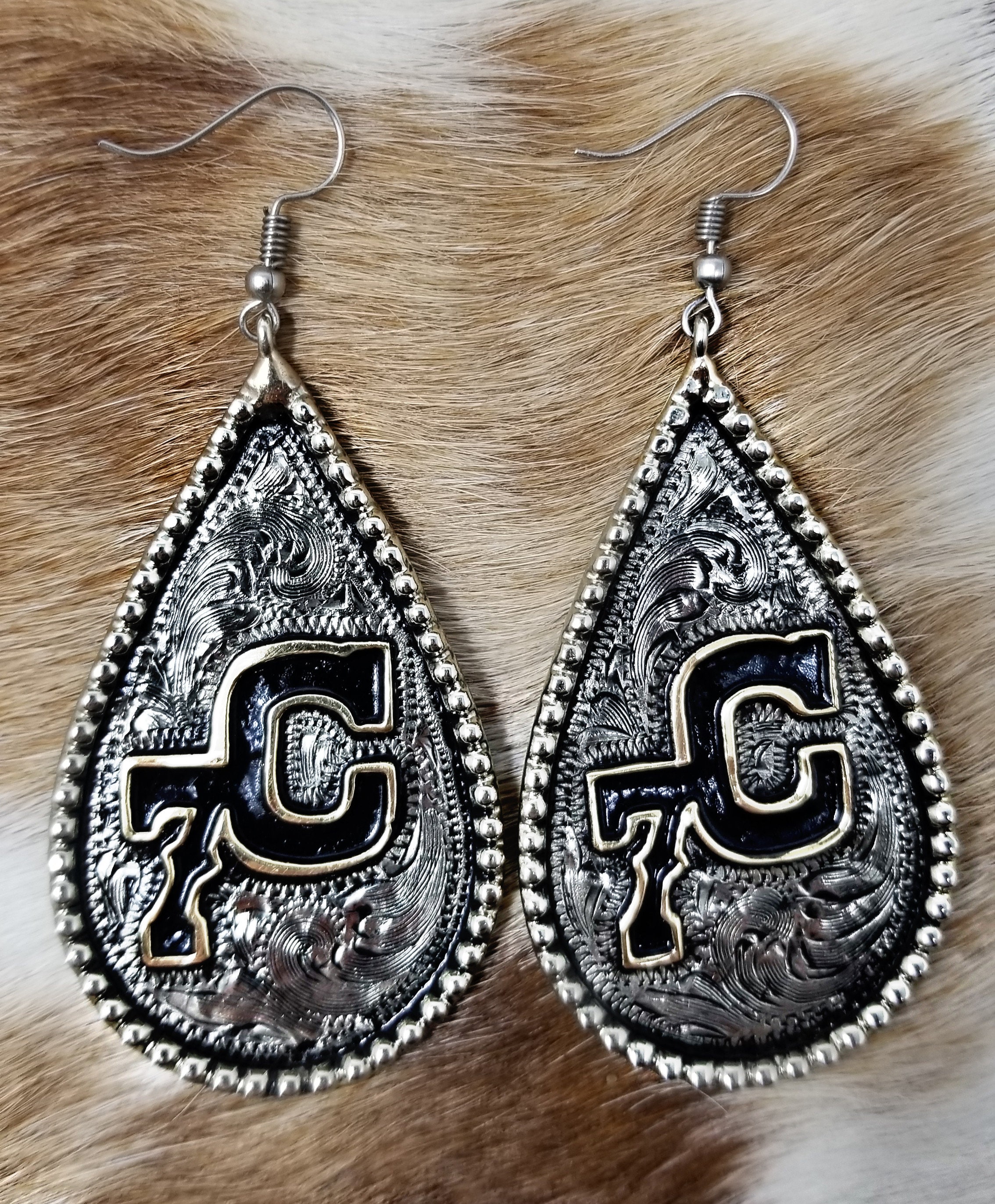 CUSTOM Handmade Silver Teardrop Earrings. Customizable. Western Wear ...