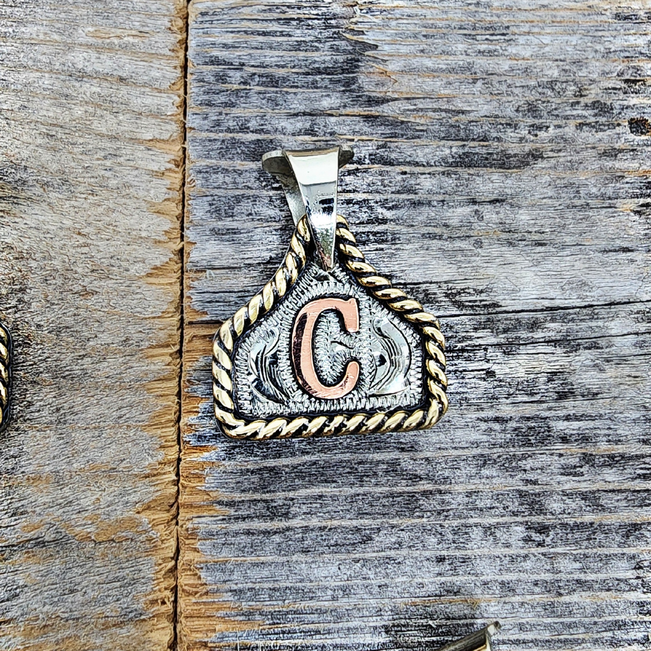 Cow Tag Necklace Handmade Personalized Initial Necklace, Handcrafted. Small Model.  Comes with a 23" Stainless Steel Chain.