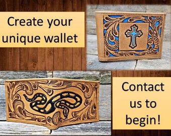 Custom Tooled Leather Wallet, add your logo!