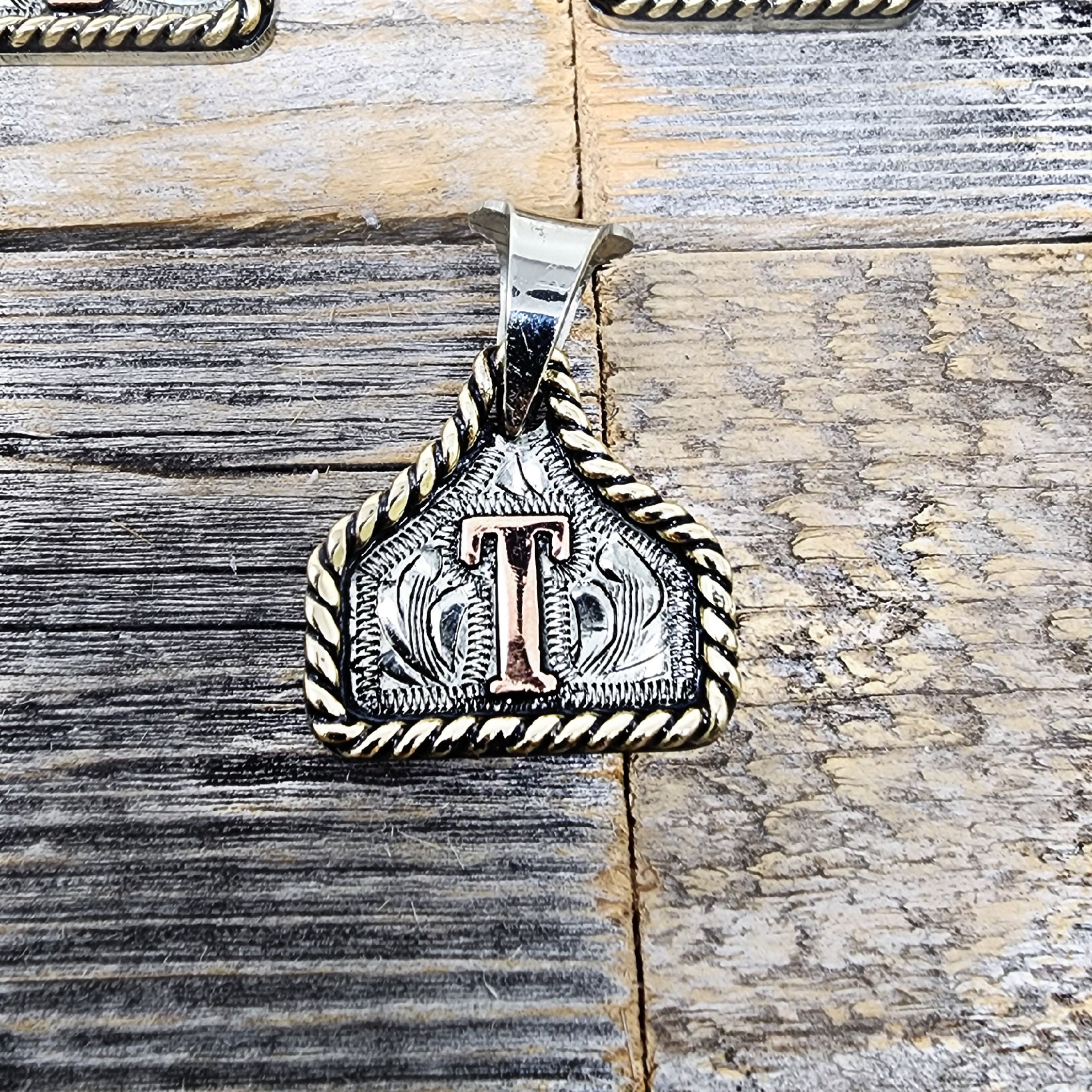 Cow Tag Necklace Handmade Personalized Initial Necklace, Handcrafted. Small Model.  Comes with a 23" Stainless Steel Chain.