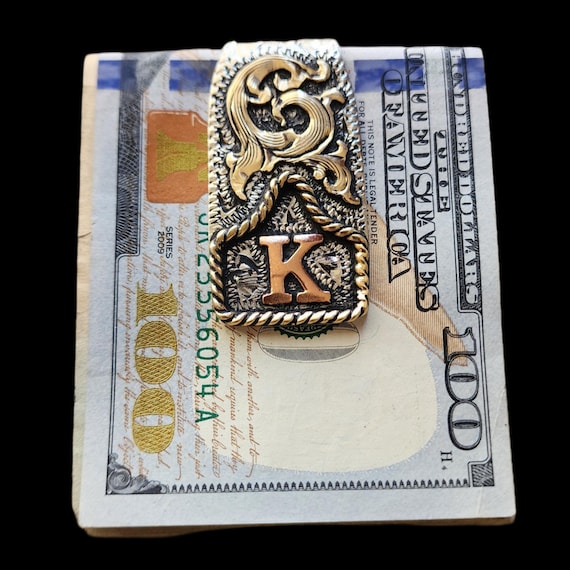 Cow Tag Money Clip. Handmade. Custom Initial Made out of Copper. Hand Engraved