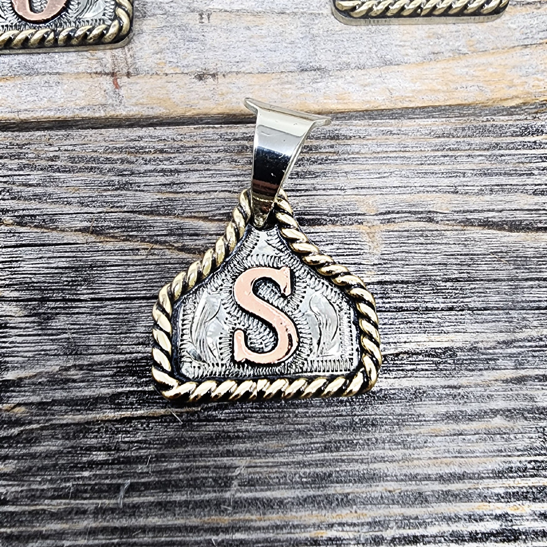 Cow Tag Necklace Handmade Personalized Initial Necklace, Handcrafted. Small Model.  Comes with a 23" Stainless Steel Chain.