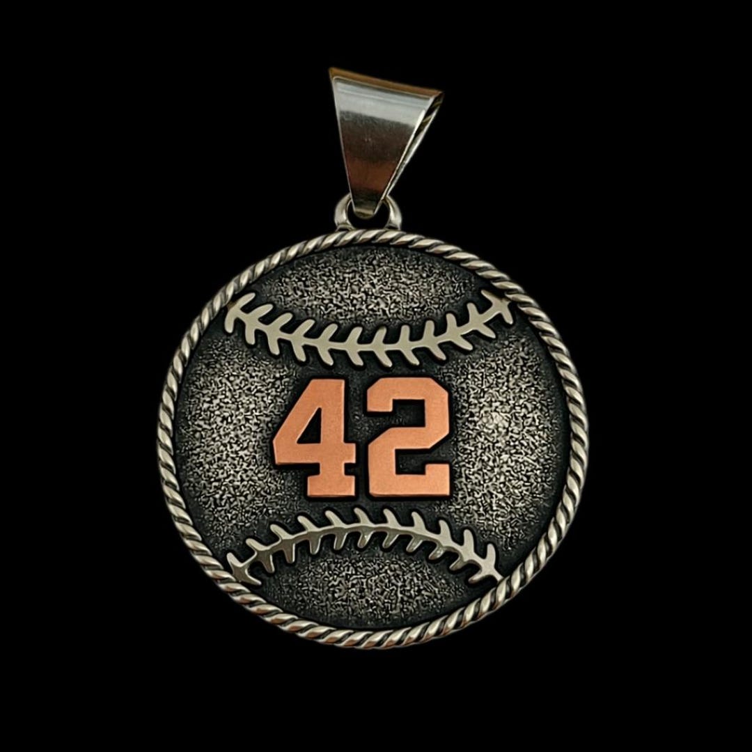 Handcrafted BASEBALL NECKLACE. Custom REAL Copper Numbers. 1.5