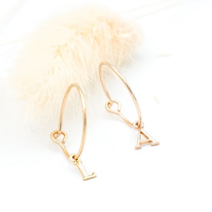 750 gold plated creole earring, 3 microns for women, teens, bff, Creoles, Initial creole earrings - isabelleb, isabelle b