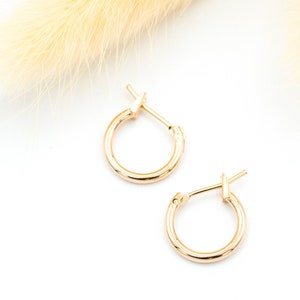 Peut inclure: Une paire de petites boucles d'oreilles créoles dorées. Les boucles d'oreilles sont simples et élégantes, et seraient un excellent ajout à toute collection de bijoux.