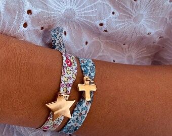 Personalized Liberty cross cord bracelet, Jewel, Girl&#39;s bracelet, communion, Godmother gift, Baptism gift, isabelle b, isabelle jewelry