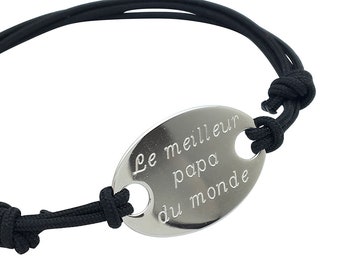 Bracelet personnalisé en argent pour homme - Bracelet cordon - Cadeau homme - Bracelet Papa,parrain, témoin - Saint-Valentin, Fête des pères