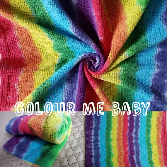 Rainbow stripes cotton cellular blanket 