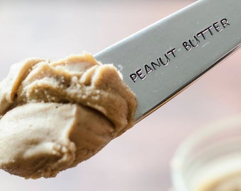 P Is For Peanut Butter Knife / Hand Stamped Knife / Vintage Peanut Butter Gift / Personalised Knife / Engraved Cutlery