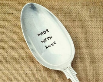 Engraved Serving Spoon / Hand Stamped Spoon / Personalised Cutlery / Made With Love /