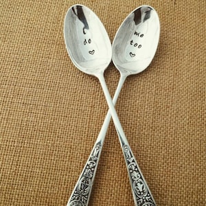 Personalised Wedding Spoons / I Do Me Too / Personalised Teaspoons / Mr And Mrs Wedding Gift / Vintage Engraved Spoons image 2