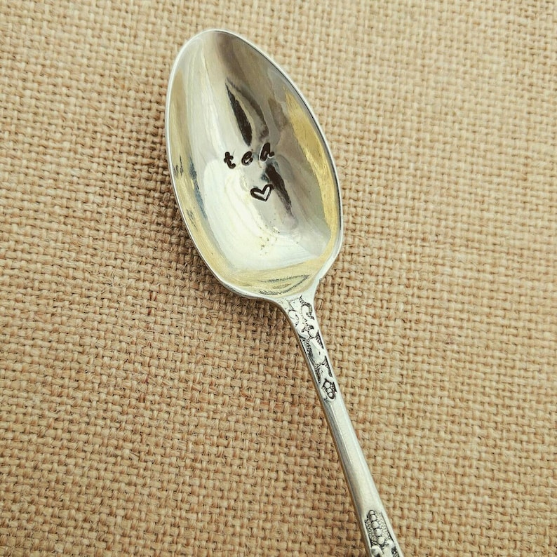 Engraved Teaspoon / Free Personalisation / Tea 3 / Personalised Spoon / Tea Gift / Tea Lover / Hand Stamped Cutlery image 1