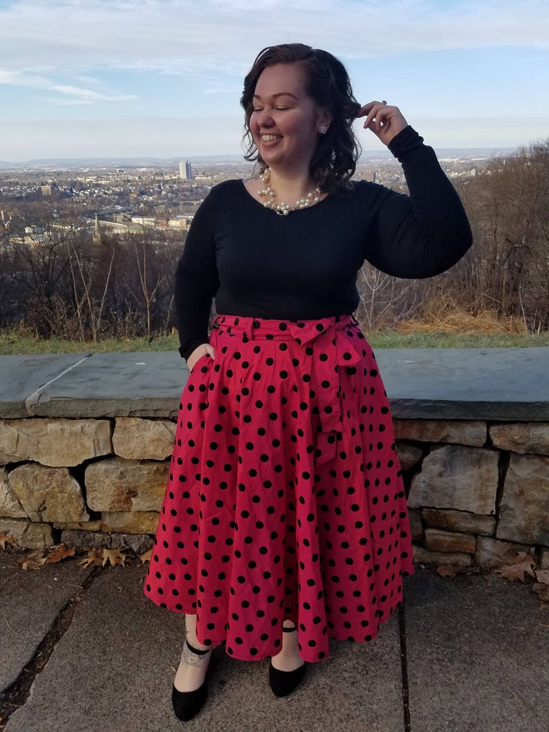 Women's Circle Skirt w/ Sash & Pockets Tea length Etsy
