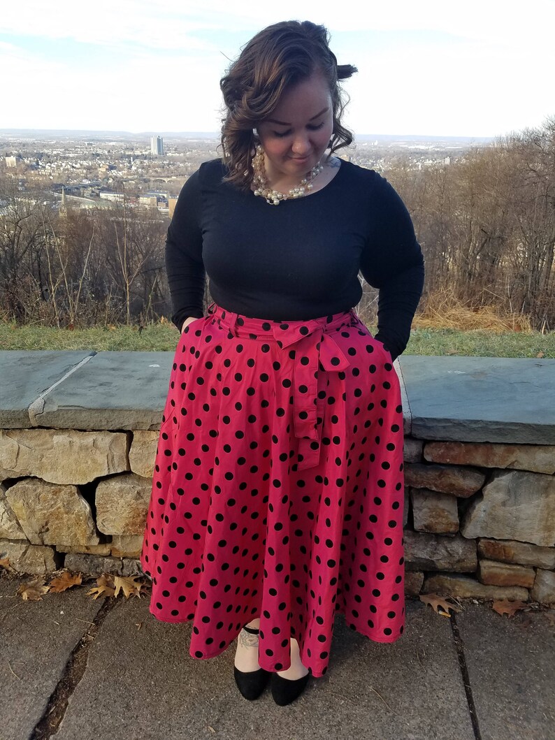 Women's Circle Skirt w/ Sash & Pockets Tea length Etsy