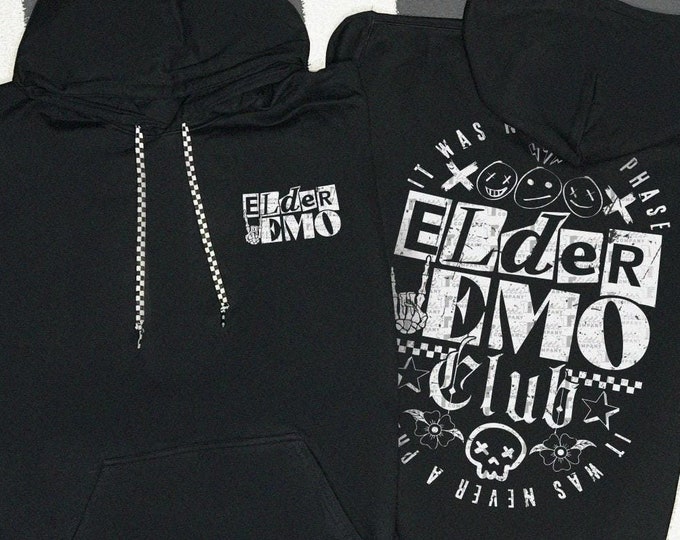 Elder Emo Club Unisex Hoodie XS-5XL / It Was Never a Phase Sweater Emo Gift Emo is Not Dead Emo Clothing Scene Hoodie Alternative Pop Punk
