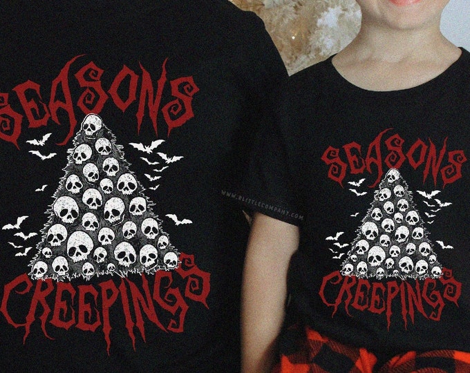 Seasons Creepings Matching Family Shirts / Goth Christmas Family Pajamas Shirts Merry Creepmas Spooky Family Xmas Matching Shirts with Kids