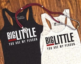 Big and Little You're My Person Grey's Anatomy Women's Lightweight Tank XS-2X