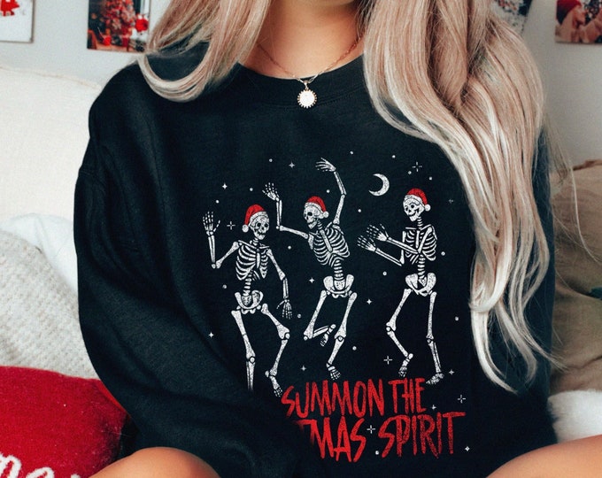 Skeleton Christmas Sweater Unisex S-5XL / Spooky Christmas Sweater, Creepy Christmas, Gothic Christmas, Halloween Xmas, Dancing Skeletons
