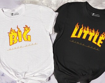 Big Little Family Fire Text Customizable Unisex Soft Tees XS-5XL // Big Little Reveal // Big Little Gift // Sorority Shirt / Fraternity