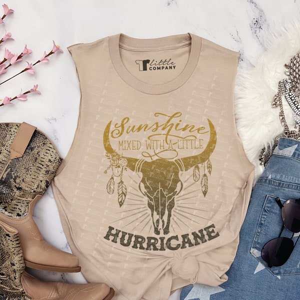 Sunshine Mixed with a Little Hurricane Unisex Soft Cut Tank XS-5XL / Country Festival, Vintage Western, Country Music, Women's Country Shirt