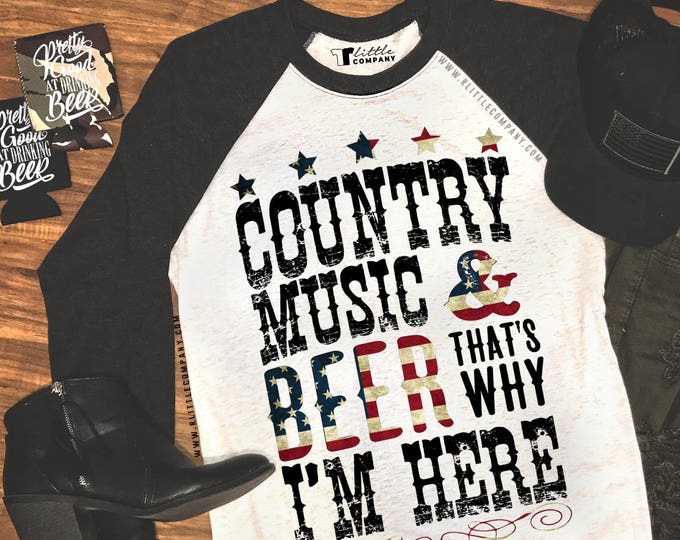 Country Music and Beer That's Why I'm Here **Custom Color** Unisex Baseball Shirt XS-2XL