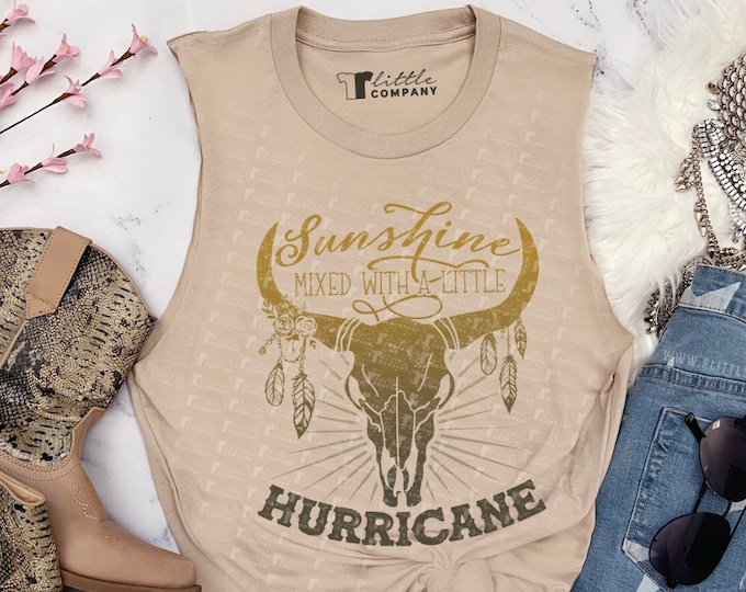 Sunshine Mixed with a Little Hurricane Unisex Soft Cut Tank XS-5XL / Country Festival, Vintage Western, Country Music, Women's Country Shirt