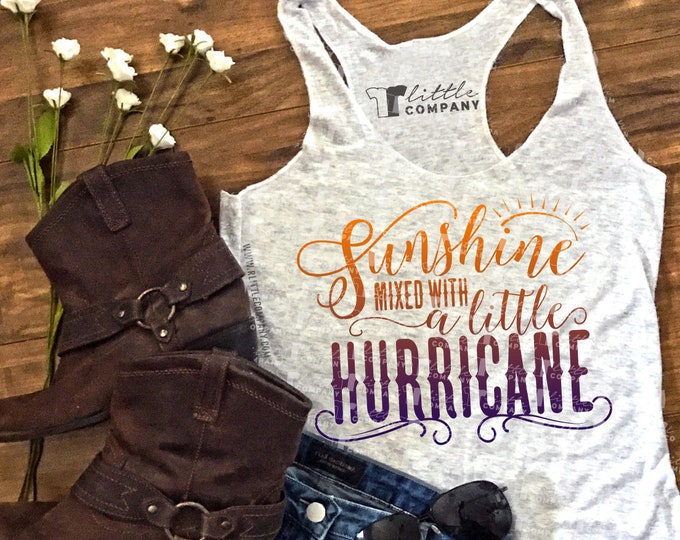 Sunshine Mixed With a Little Hurricane Women's Triblend Tank XS-2XL // Country Concert Tank // Country Music // Country Festival // Drinking