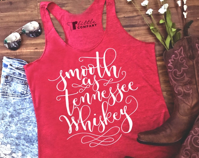 Smooth as Tennessee Whiskey Women's Lightweight Tank XS-2X Heather Gray, Vintage Black & Red