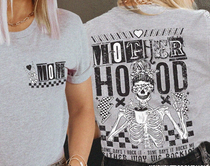 Rockin' Motherhood Graphic Tshirt Unisex XS-5XL / Funny Mom Shirt Gift for Mothers Day New Mom Emo Alternative Skeleton Cool Mom Graphic Tee