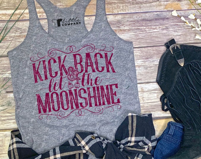 Country Kick Back and Let the Moonshine Women's Triblend Tank XS-2XL
