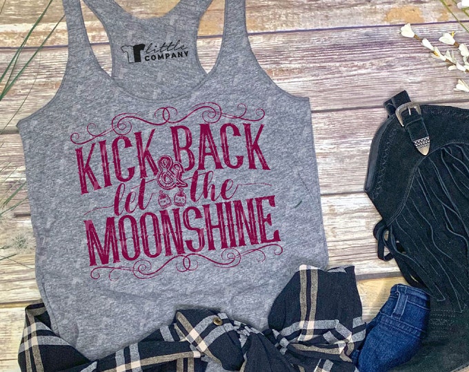 Country Kick Back and Let the Moonshine Women's Triblend Tank XS-2XL