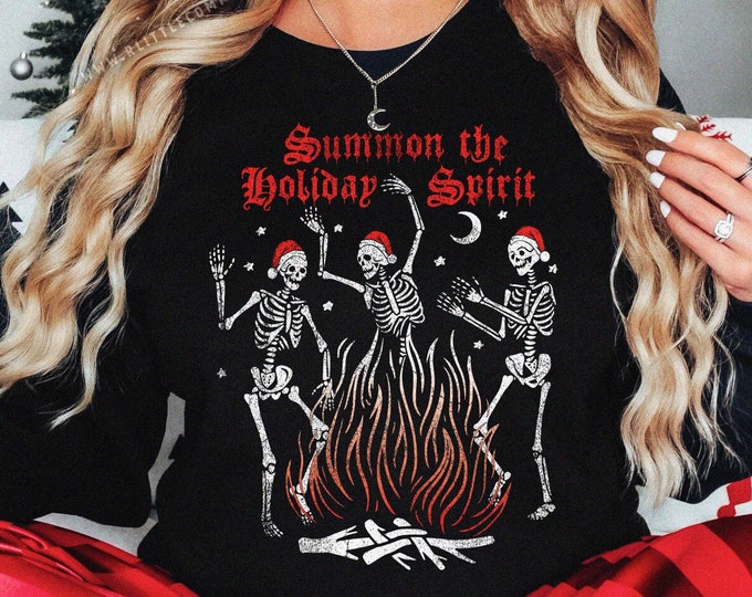 Summon the Holiday Spirit Unisex Sweatshirt XS-5XL / Merry Creepmas Halloween Christmas Sweater Spooky Christmas Sweater Creepy Christmas