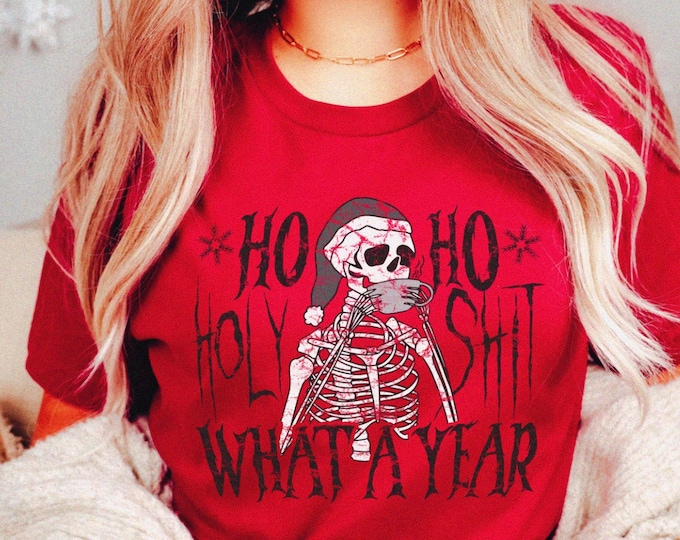 Funny Halloween Christmas T-shirt Unisex XS-5XL / Coffee Skeleton Holiday Shirt, Creepy Gothic Xmas Tee, Dead Inside, Alternative Ho Ho Holy