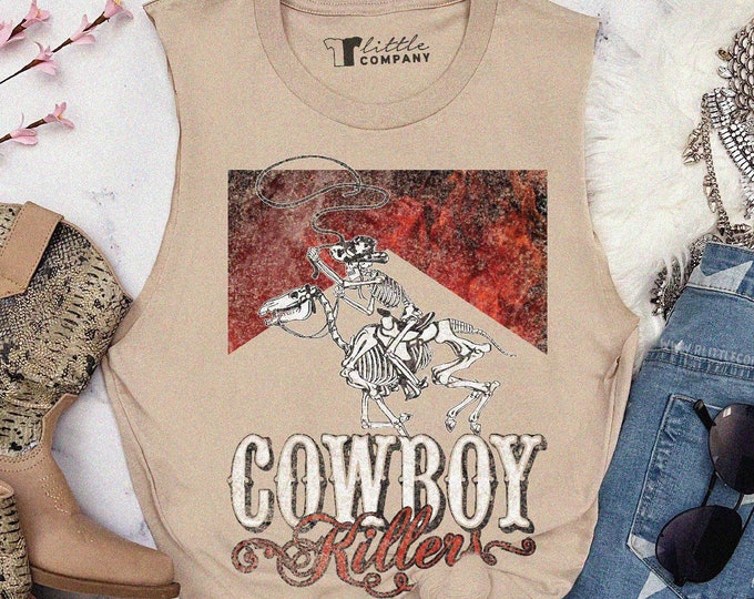 Cowboy Killers Vintage Inspired Tank Unisex Cut Tank XS-5XL Western Vintage Graphic Tank Top Nashville Trendy Country Music Concert Festival