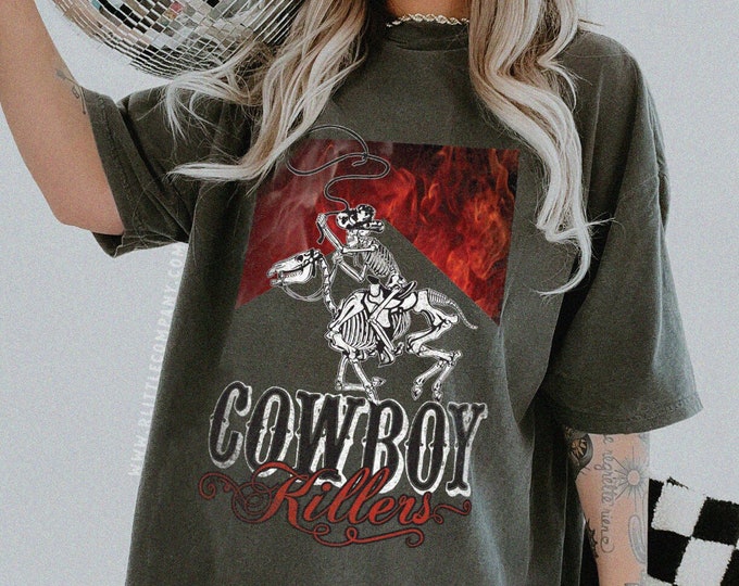 Cowboy Killers Shirt Unisex S-4XL / Retro Western Graphic Tee Oversized Shirt Comfort Colors® Western American Rodeo Shirt Cowgirl Tshirt