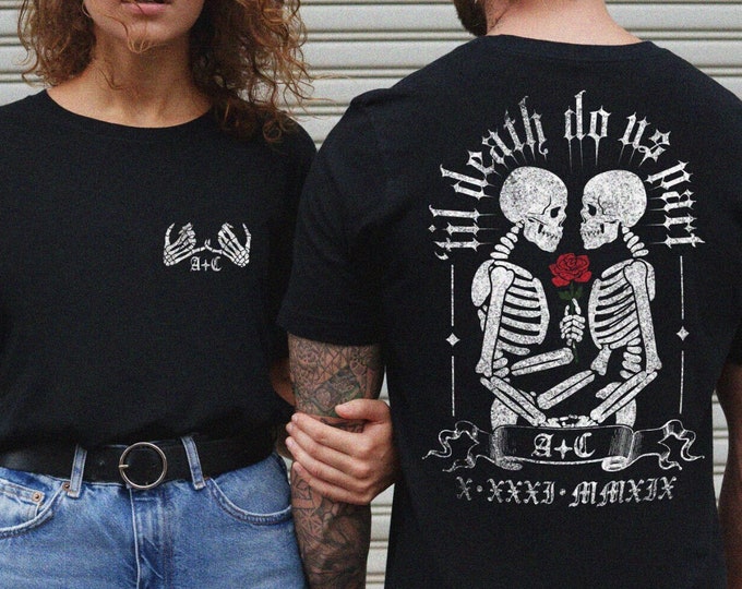 Til Death Custom Couples Unisex Shirt XS-5XL / Til Death Do Us Part Spooky Couple Anniversary Gift Matching Tshirts Halloween Wedding Gift