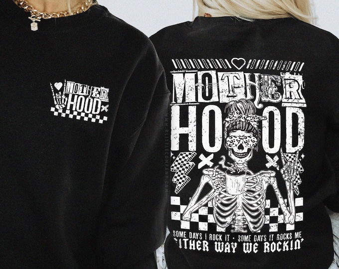 Rockin' Motherhood Unisex Crewneck Sweater XS-3XL / Skeleton Sweatshirt Spooky Mama Crewneck Trendy Motherhood Vintage Mother's Day Gift