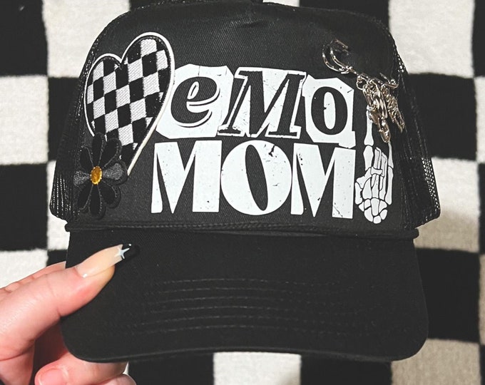 Emo Mom Trucker Hat FLAWED / Elder Emo Pop Punk Emo Kid Gift for Mom Alt Fashion Goth Clothing It Was Never a Phase Emo Concert Festival