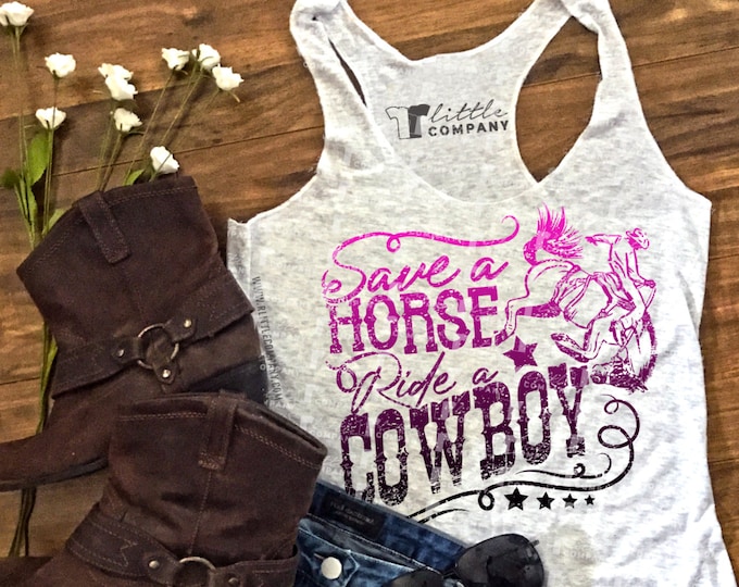 Save a Horse Ride a Cowboy Women's Triblend Tank XS-2XL // Country Concert Tank // Country Music // Country Festival