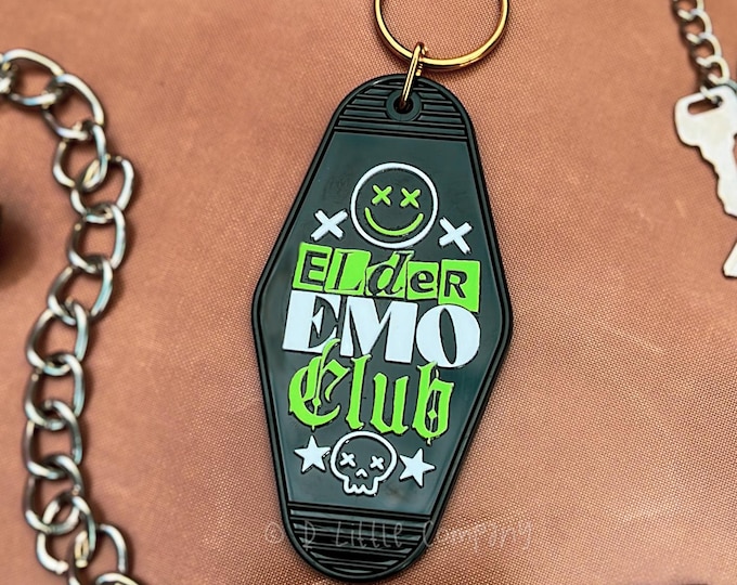 Elder Emo Club Motel Acrylic Keychain / White + Lime Green It was Never a Phase Emo Keychain Bag Accessory