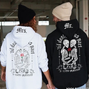 Til Death Custom Couples Unisex Hoodie XS-5XL / Til Death Do Us Part Spooky Couple Anniversary Gift Matching Tshirts Halloween Wedding Gift