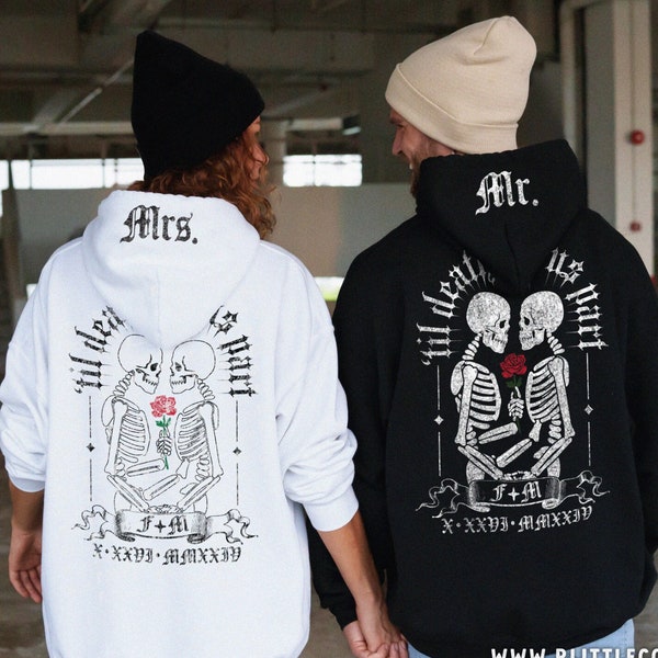 Til Death Custom Couples Unisex Hoodie XS-5XL / Til Death Do Us Part Spooky Couple Anniversary Gift Matching Tshirts Halloween Wedding Gift